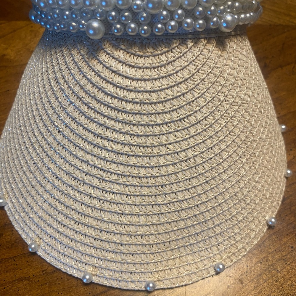 Juicy Couture Cream Visor with Pearl Embellishments
